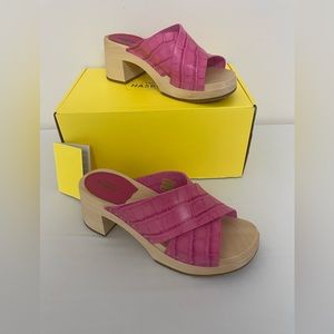 Swedish Hasbeens Anette High - hot pink croc - US size 7 - NEW NEVER WORN